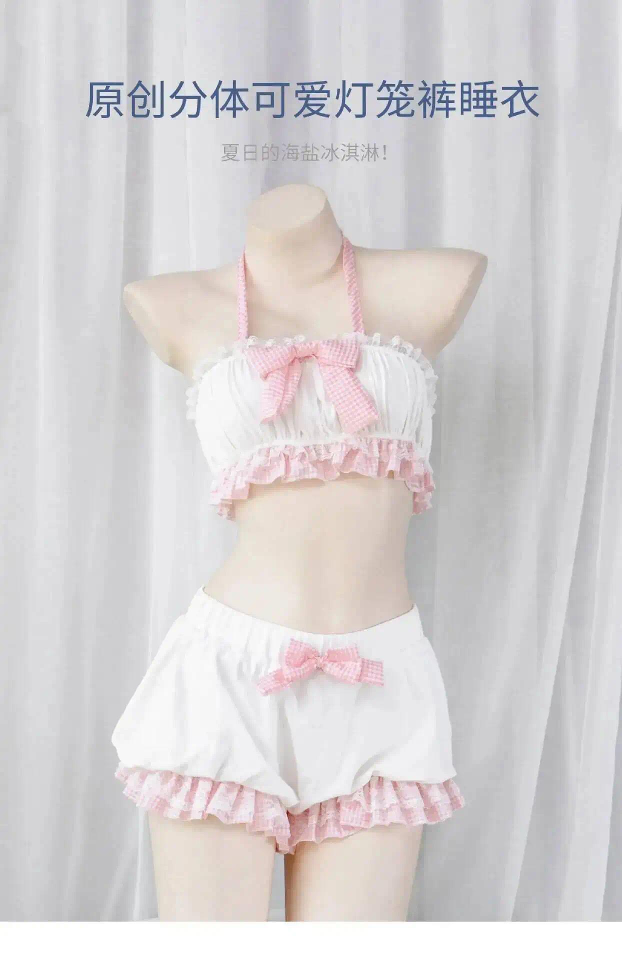 Role Play Costume Bowknot Lace Top Flower Set Lolita Cute Girl Kawaii French Maid Sweet Sexy Pajamas