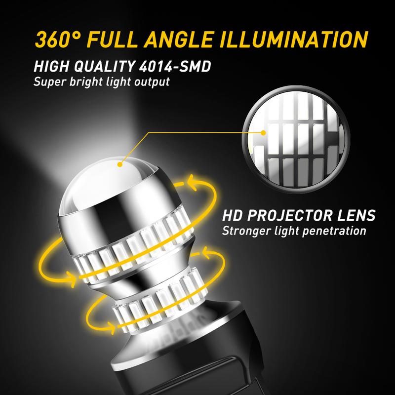 AUXITO Upgraded 7440 7443 LED Bulbs for Reverse Lights T20 7441 7444 LED Replacement Light Kit for Backup Tail Brake Signal Parking DRL Lights, 6000K Xenon White