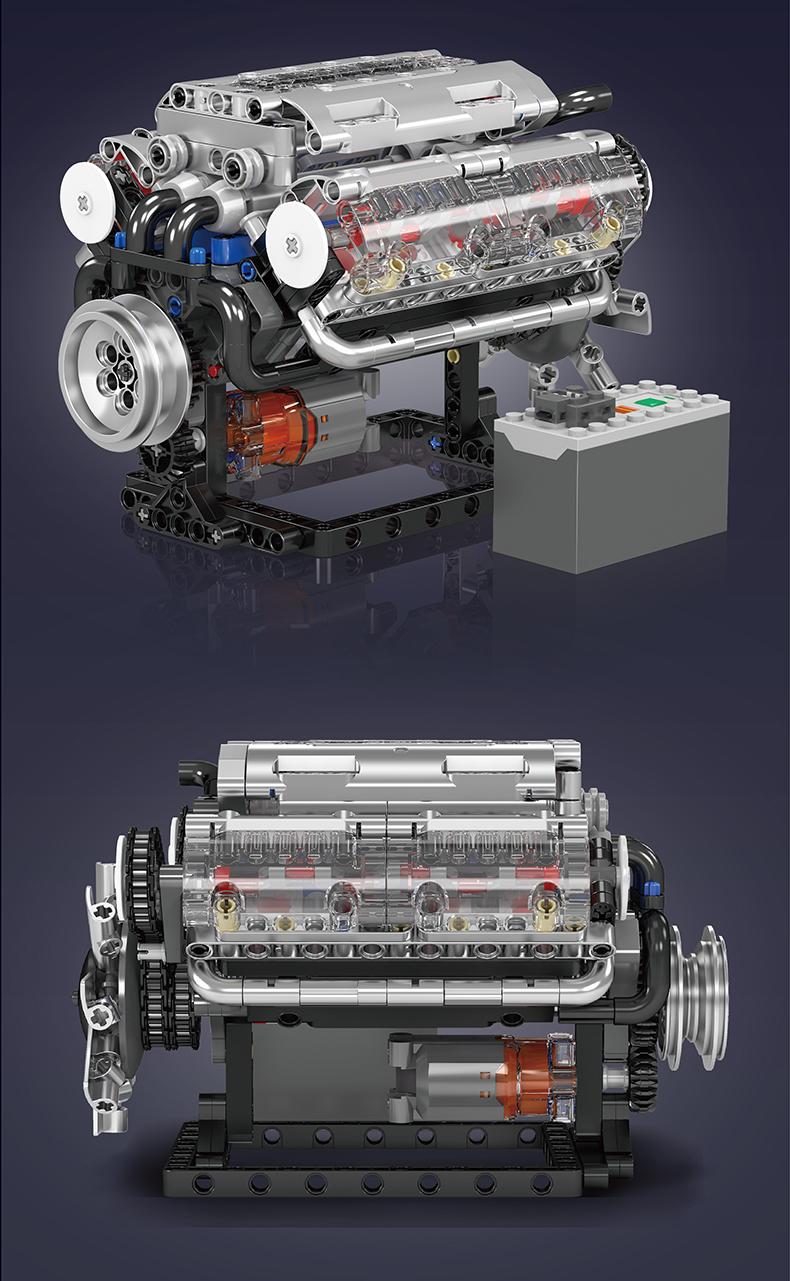 Mould King 10088 V8 Engine Motor Model Building Block Kit 535 Pcs Build Your Own Hobby Mini Engine That Works DIY STEM for Kids Teens Adults Durable