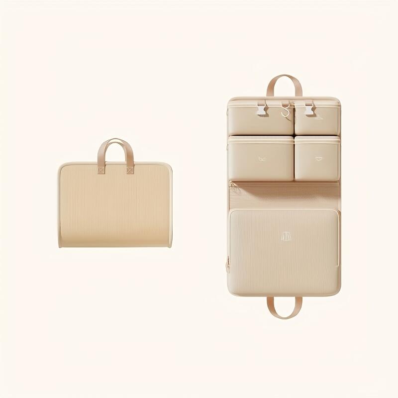 Six-In-One Travel Organizer Set, Luggage Packing Bags, Foldable Nylon Storage Pouches, 6 Zippered Compartments, Durable for Clothes and Bedding