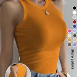Women's Breathable Comfortable Sleeveless Sports Vest, Moisture-Wicking Training Top, Sporty Fitted Plain Color Shirt for All Seasons, Sports Tank Top, Fitness Workout Vest, Activewear Vest, Sportswear Tank Top