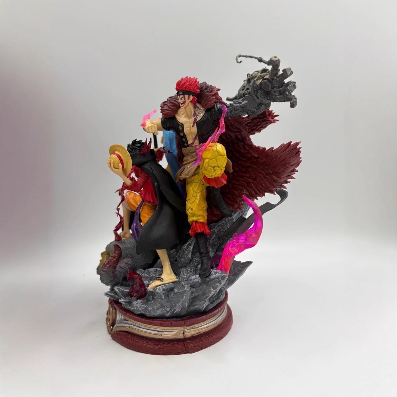 One Piece Supernova Trio Figure, Luffy / Law / Kid Three Captains Statue，Onigashima Captains Collectible Statue, With Special Effects Base，Three Captains Anime Figure, Collectible Set for Fans & Display，With Skull Base and Full Aura Details