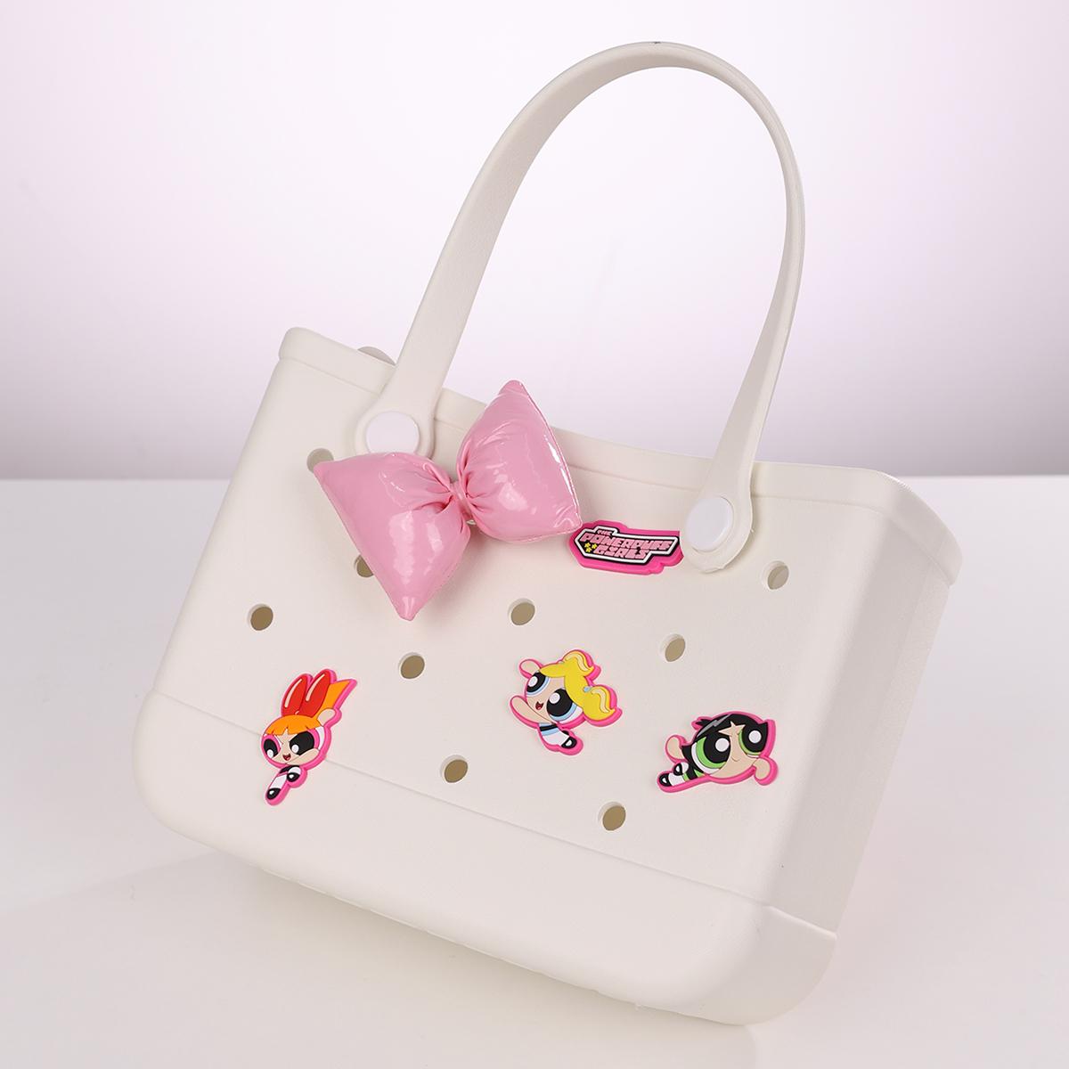 The Powerpuff Girls Collection Holes Handheld Bag - Lightweight Handheld Bag for Women Beach Grocery Shopping,  Cartoon Collab, Casual Outings Easter Basket,Hole Bags with a Hole Diameter of 1 cm