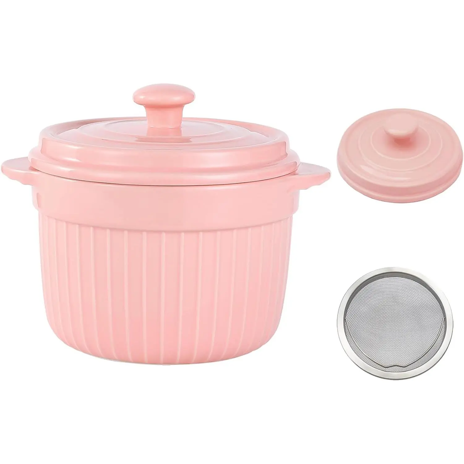 Ceramic Bacon  Container with Strainer, Container for Kitchen 17oz