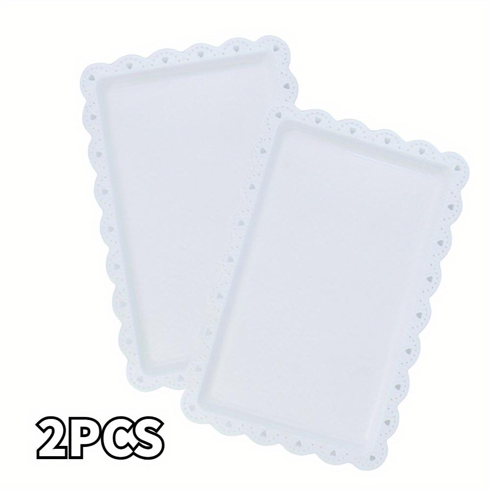 2pcs Plastic Display Trays, Home Fruit Food Tray, European Style Cake Stand, Rectangular Plates, Cupcake Dessert Dish, Party Wedding Snack Plate, Salad Serving Plates