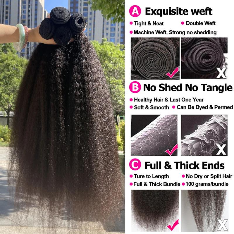 <Live Only> Msgem Hair 15A Kinky Straight 100% Human Hair Bundles Peruvian Raw Material Yaki Straight 12-32 Inch 3/4Pcs Lot Weave Extensions