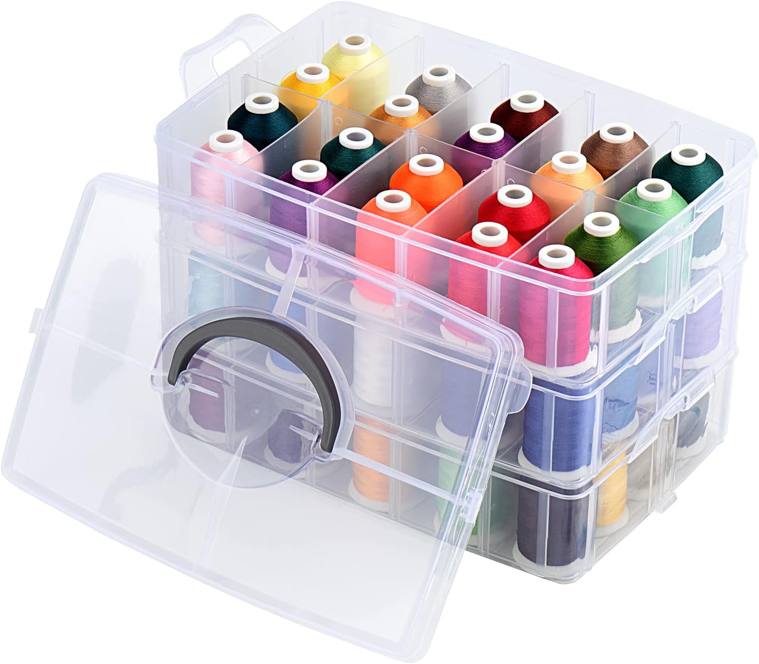 Simthread 63/40-Color German Materials Embroidery Thread Set, Stackable Plastic/Paper Box Options, 550yd 40WT Colorfast High Tenacity, Machine Friendly Sewing Craft Kit for Most Embroidery Sewing Machines