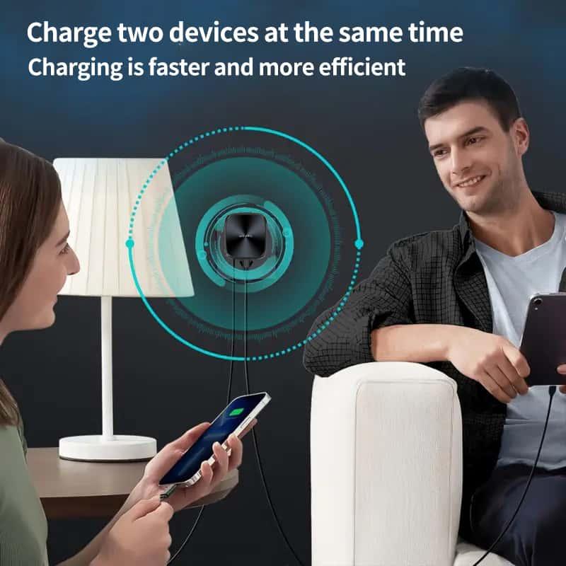 W&O GaN Quick Charger Set with Retractable Cable - Dual Ports Fast Charger for Gift- Campus Approved & Battery Health Protection - Perfect for Students, Dads, & Travelers - Cellphone Charging