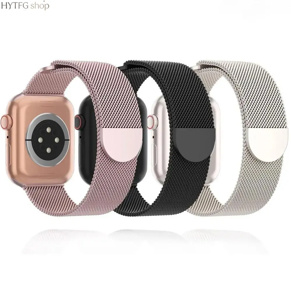 3‑Pack Stainless Steel Magnetic Compatible Watch Bands, Adjustable Metal Replacement Wrist Straps 38‑49mm, Secure Snap‑On Closure Durable Wristband, Versatile Wearable Accessory for Daily, Workout & Casual Styling