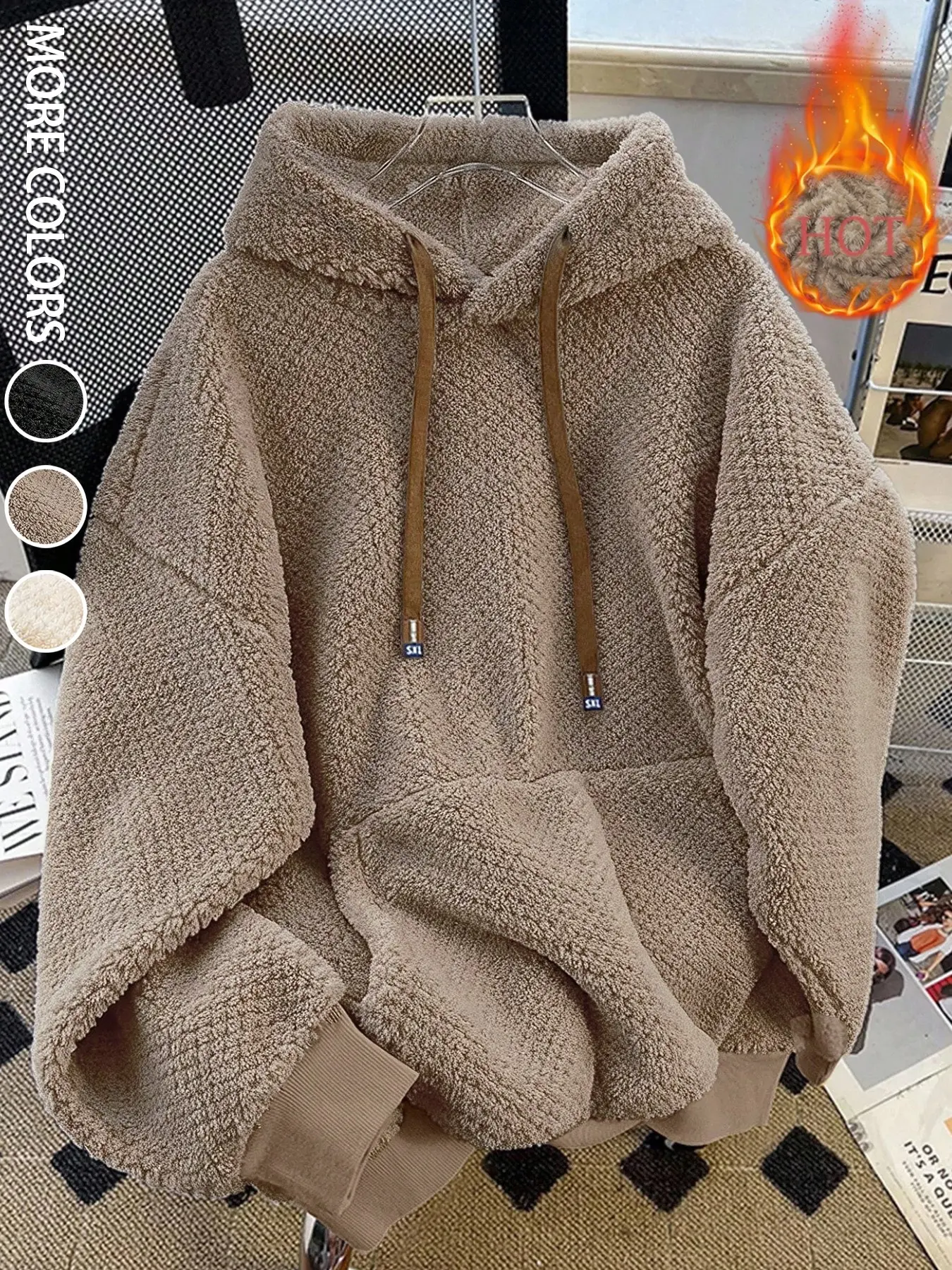 Women's Casual Fall Winter Fuzzy Warm Hooded Sweatshirt, Cozy and Stylish Outerwear for Cold Weather, Perfect for Daily Wear