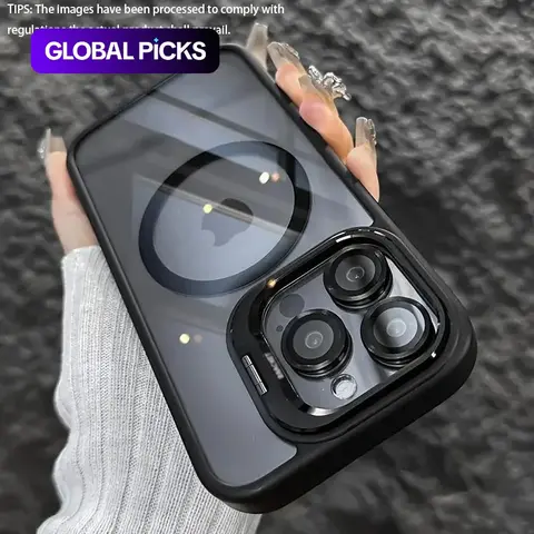 Magnetic Shockproof Phone Case with Kickstand, Protective Phone Cover, TPU Smartphone Cover, TPU Smartphone Casing, Phone Accessories Compatible with iPhone 11, 12, 13, 14, 15, 16 and 17 Air/Pro Max #GLOBAL PICKS