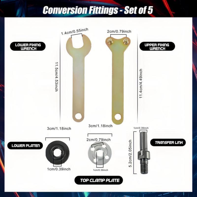 Angle Grinding Tools Accessories, 6mm & 10mm Arbor Mandrel Adapter with Spanner, Conversion Angle Grinding Adapter Connecting Rod Kit for Electric Drill,Hardware, Heavy Duty, Industrial.