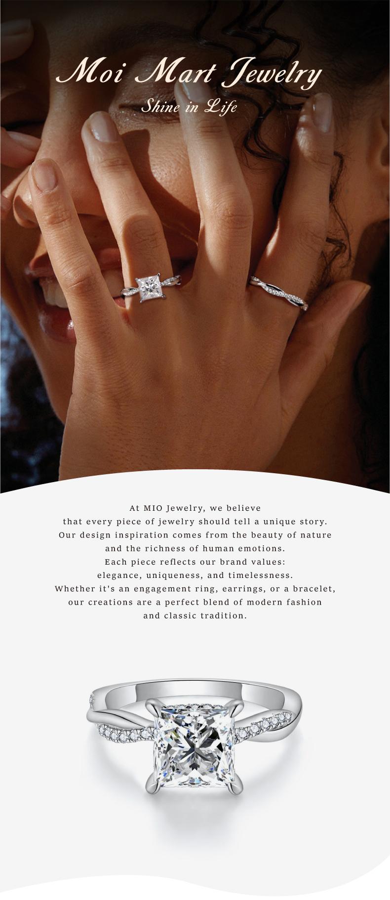 Moi Mart 2CT Princess Cut Synthetic Moissanite ring, Perfect gift for Anniversary, Wedding Band in s925 sterling silver Stackable ring jewelry