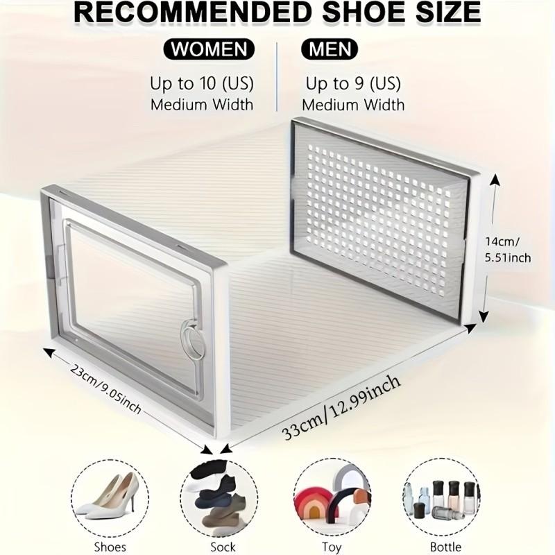 12-Piece Stackable Shoe Storage Containers, Transparent Front Design, Breathable Material, Ideal for Sports Shoes & High Heels