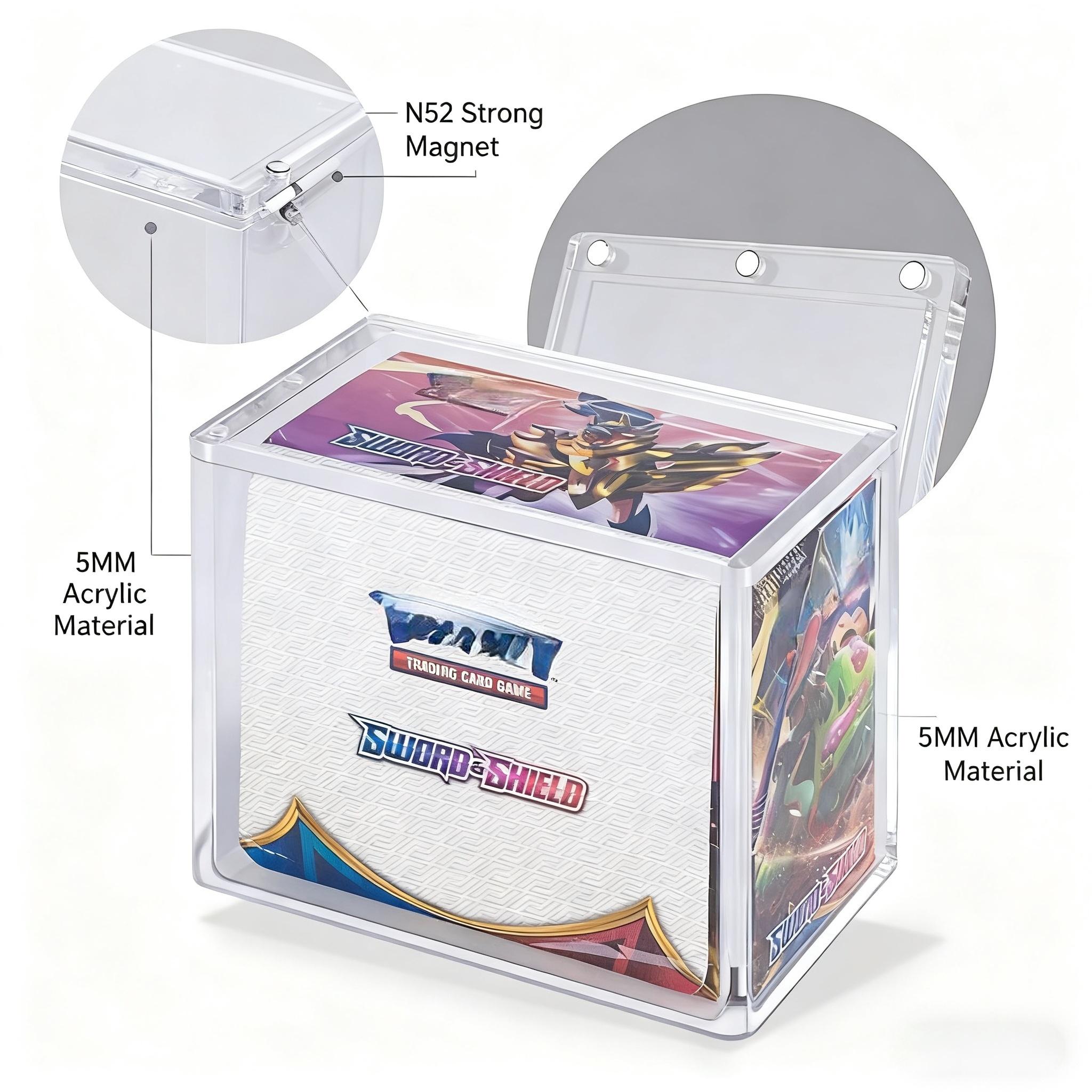 Acrylic Stackable Display Case for Elite Trainer Etb Cards, Trade Card Box, Dustproof High Transparency Magnetic Closure, Durable Collectible Storage Box