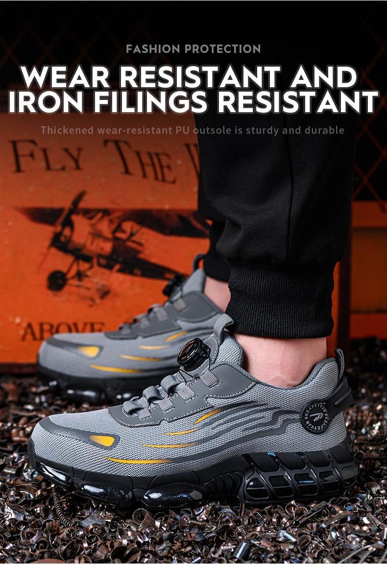 Product Introduction of Men's steel toe shoes, puncture-proof and smash-proof with swivel buckle, contrasting mesh work safety shoes, suitable for outdoor work, blue-collar workers, industrial construction, outdoor casual shoes Product model: 266 17