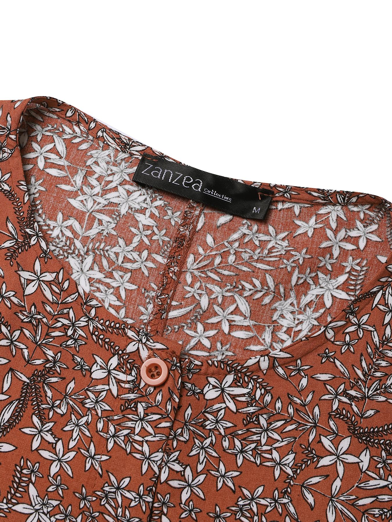 Women's Ditsy Floral Print Long Sleeve Tunic Dress, Casual Round Neck Dress for Holiday Vacation Daily Wear, Ladies Clothes for All Seasons