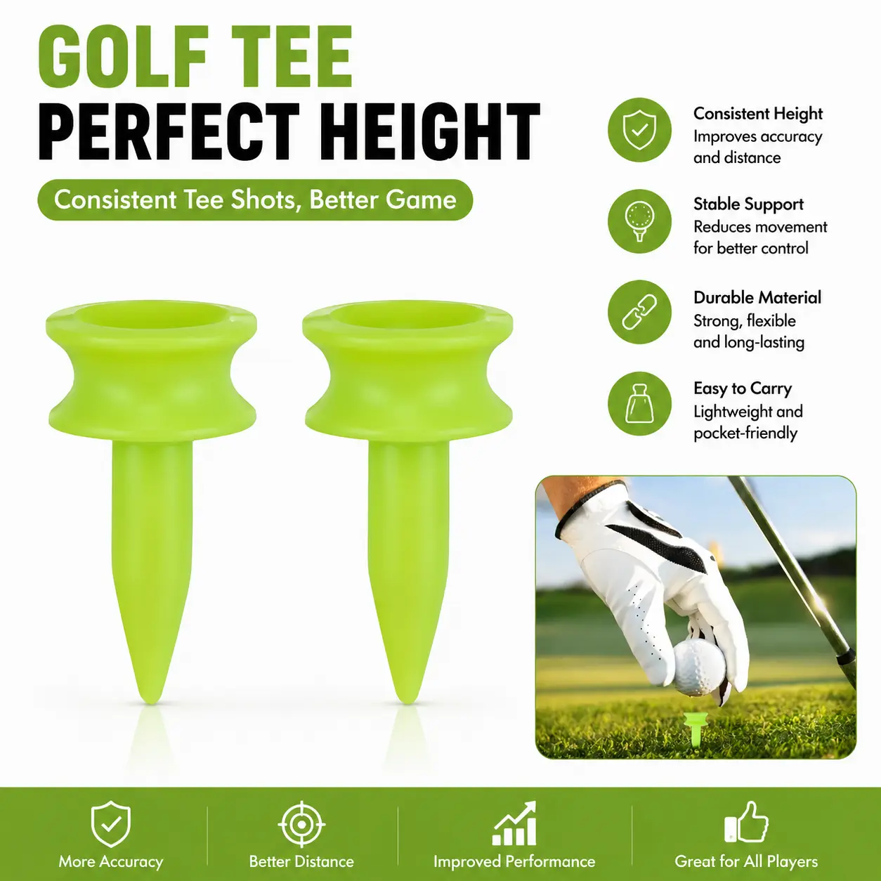 Golf Tee, 20/40/60pcs Durable and Environmentally Friendly Design Golf Tee, Golf Supply, Golf Accessories for Golf Enthusiasts-YY0