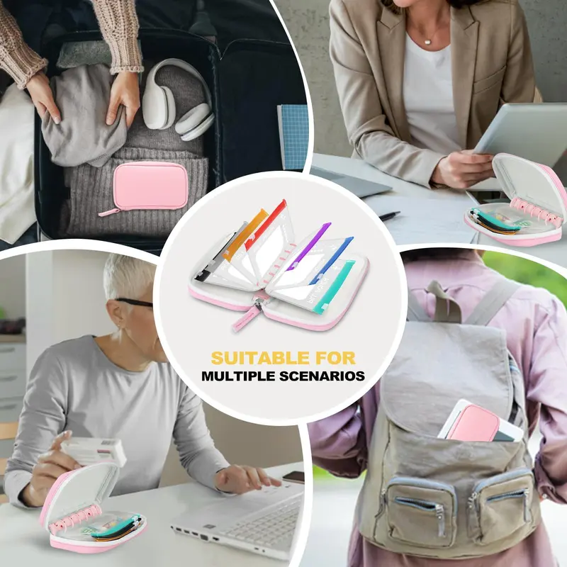 A7 Waterproof Pill Organizer with 7 Large Zippered Pill Pouches for A7 Binder, BPA-Free Weekly Medicine Storage, Color-Coded Reusable Travel Pill System, Supplement Organizer #GLOBAL PICKS
