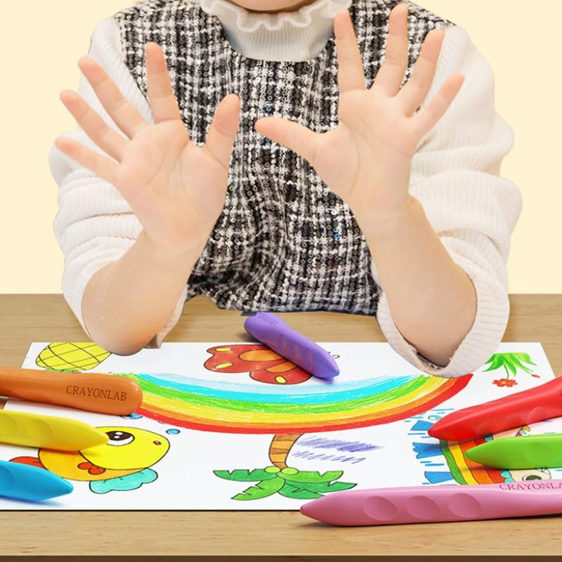 12/24/36 Color Washable Triangle Crayons, Children’s Triangle Hole Crayons, Doodle Crayon Painting Set, Stationery Art Supplies Painting Set, Won’t Get Hands Dirty