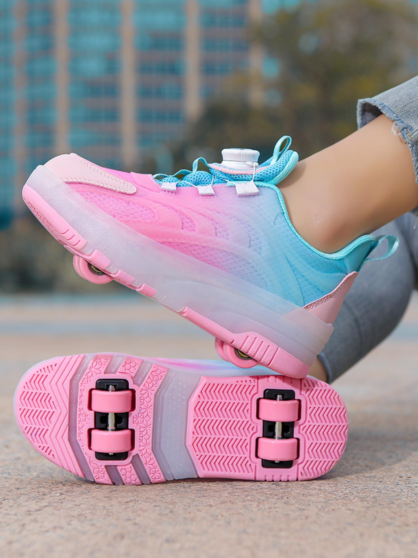 Colorful Straight Line Roller Skates, Unisex Student Sports Shoes, Walking Casual Shoes, Detachable Four-Wheel Design, Shoes with Wheels