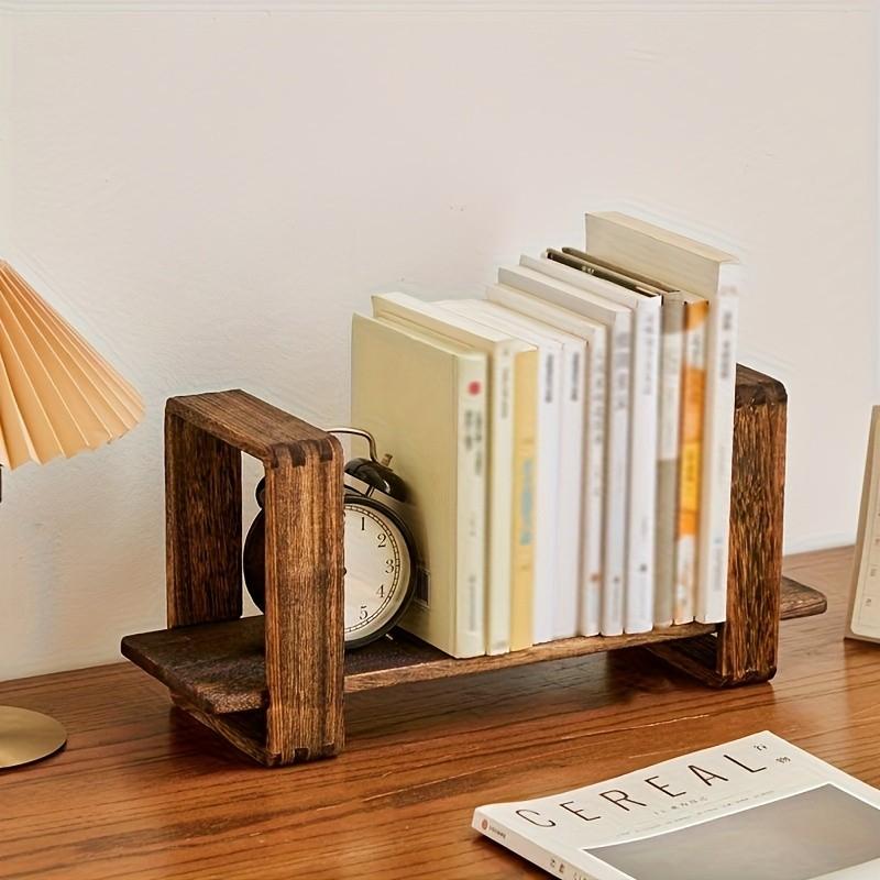 Wooden Desktop Bookshelf Organizer for Office & Home, Multi-Level Storage Rack, Easy Assembly