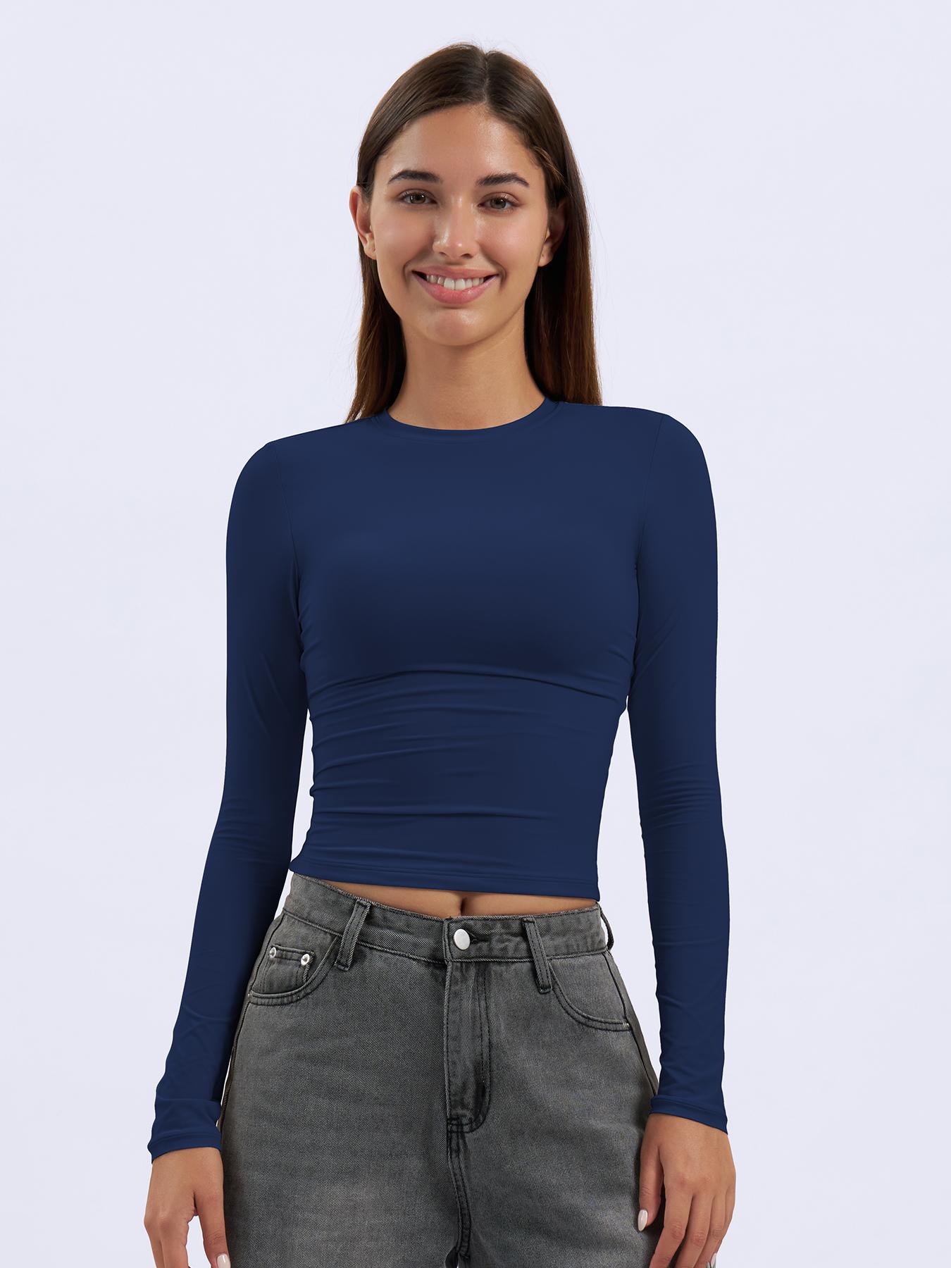 Women's Quick-Dry Long Sleeve Yoga Top, Tight-Fitting Sports Shirt for Pilates Running Fitness Gym Wear, Comfortable Activewear