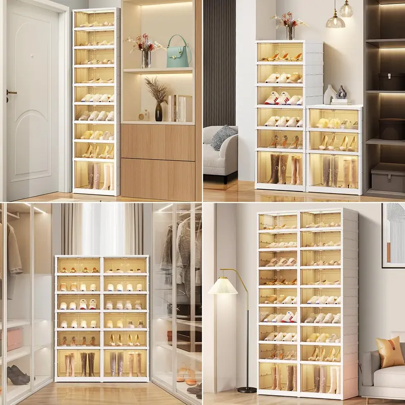 9-Tier Foldable Shoe Organizer Clear Door Rack