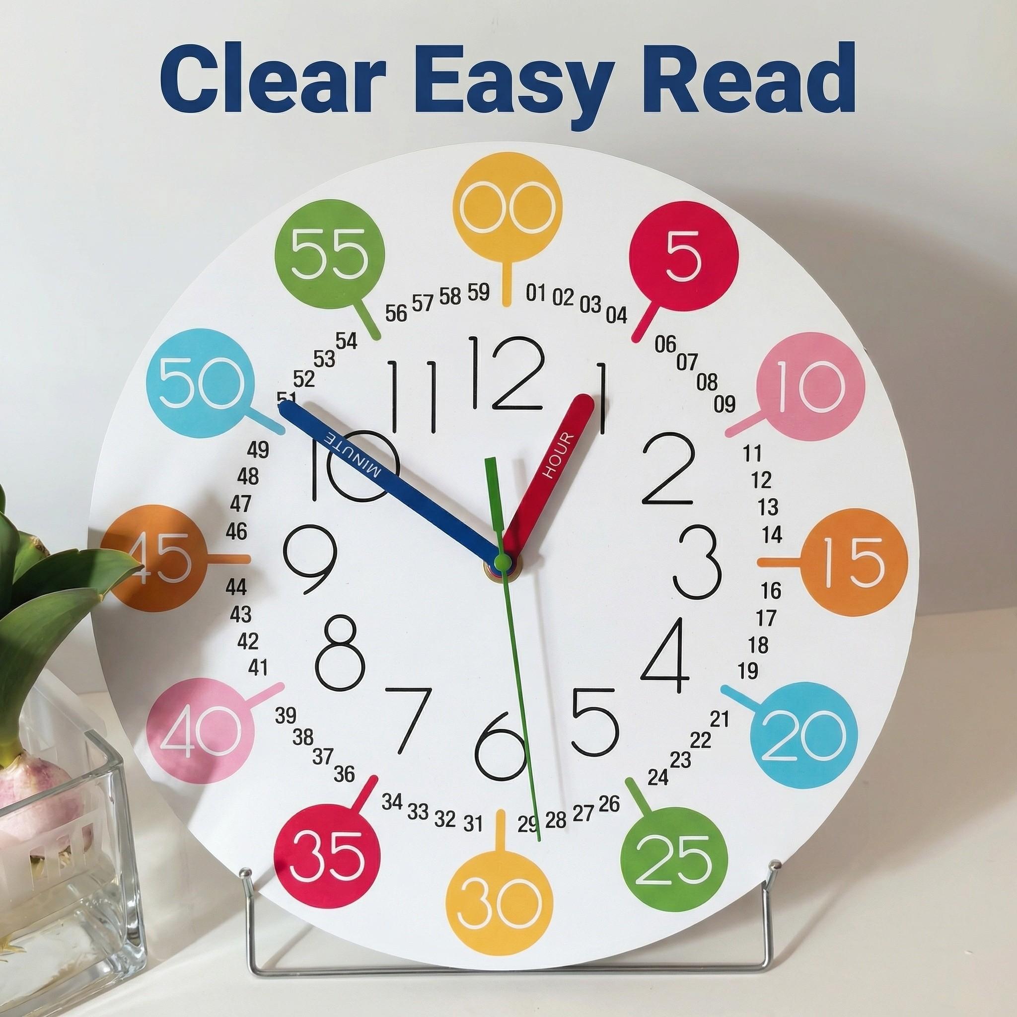 Digital Cognitive Wall Clock, Multicolor Number Disk Design, Ideal Home Office Decor, Educational Time Clock for Classroom Family Office Use