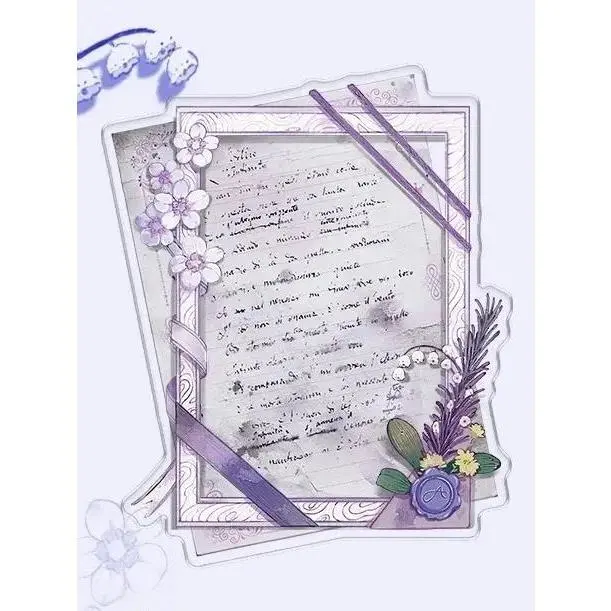 Handwritten Letter Floral Design Acrylic Shaker Frame, Vintage Style Photocard Holder, Display Stand for Anime Goods Collector