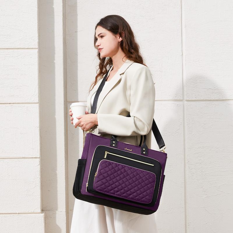 LOVEVOOK 15.6inch Laptop Bag for Women,Multi-pocket Teacher Work Tote Bag,Travel Tote Bag with Large Cup Holder,Waterproof and Scratch-resistant Large Capacity Diaper Bag,Fashion Portable Gym Bag,TikTokShopStockUp