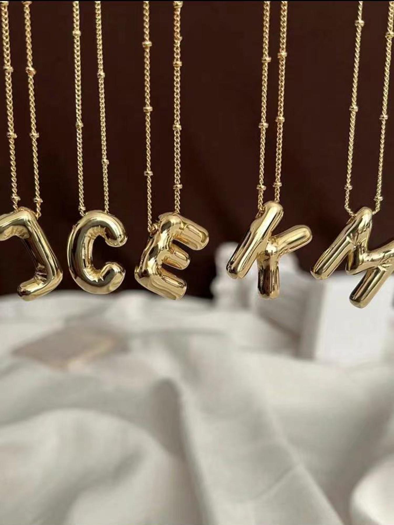 Women's Elegant Letter Design Pendant Necklace, Trendy All-match Exquisite Charm Necklace for Party & Daily Decor, Vintage Jewelry As Birthday Gifts for Women & Girls, Initial Letter Necklace