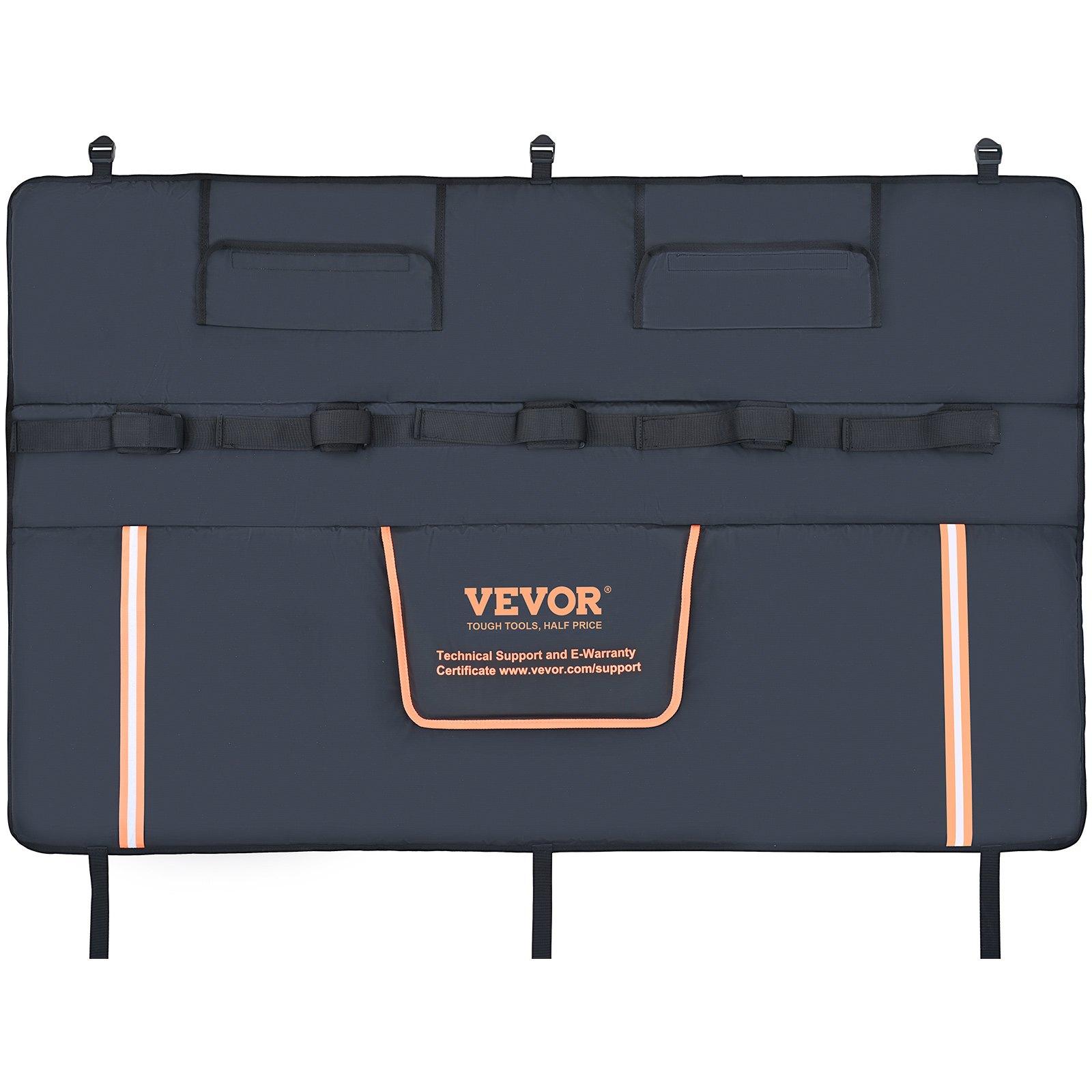 Tailgate Bike Pad, 53" Truck Tailgate Pad Carry 5 Mountain Bikes, Tailgate Protection Pad with Reflective Strips and Tool Pockets, Tailgate Pad with Camera Opening for Mid-Size Pickup Trucks
