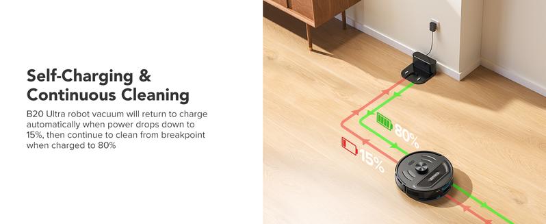 BPMIO B20 Ultra Robot Vacuum Cleaner with Mop 6000Pa Suction 120 Min Runtime LIDAR Navigation Auto Carpet Boost Smart App Control Multi Function Vacuuming