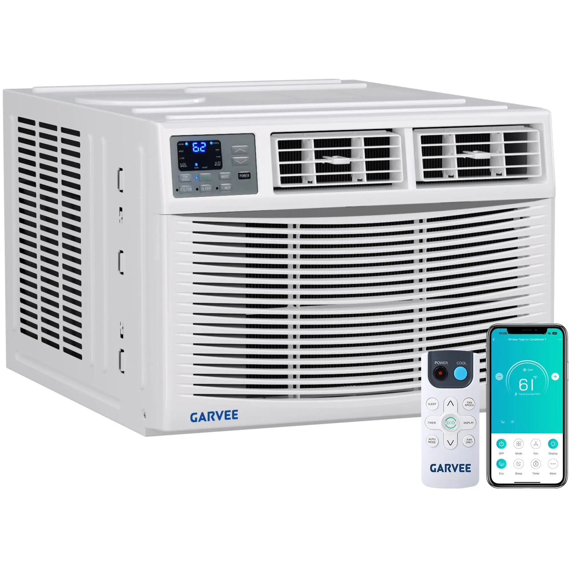 Versatile 8000 BTU Window Air Conditioner & Heater Combo – 4-in-1 Cooling, Heating, Dehumidifier & Fan – WiFi/App & Remote – Alexa Compatible – US Standard