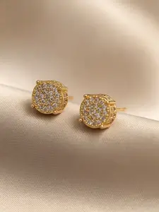 Round Shaped Artificial Zircon Decorated Stud Earrings, High Quality Earrings, Fashion Jewelry for Party, Daily Clothing Decor, Trendy All-match & Exquisite Jewelry for Birthday Gift, Round Cut Earrings