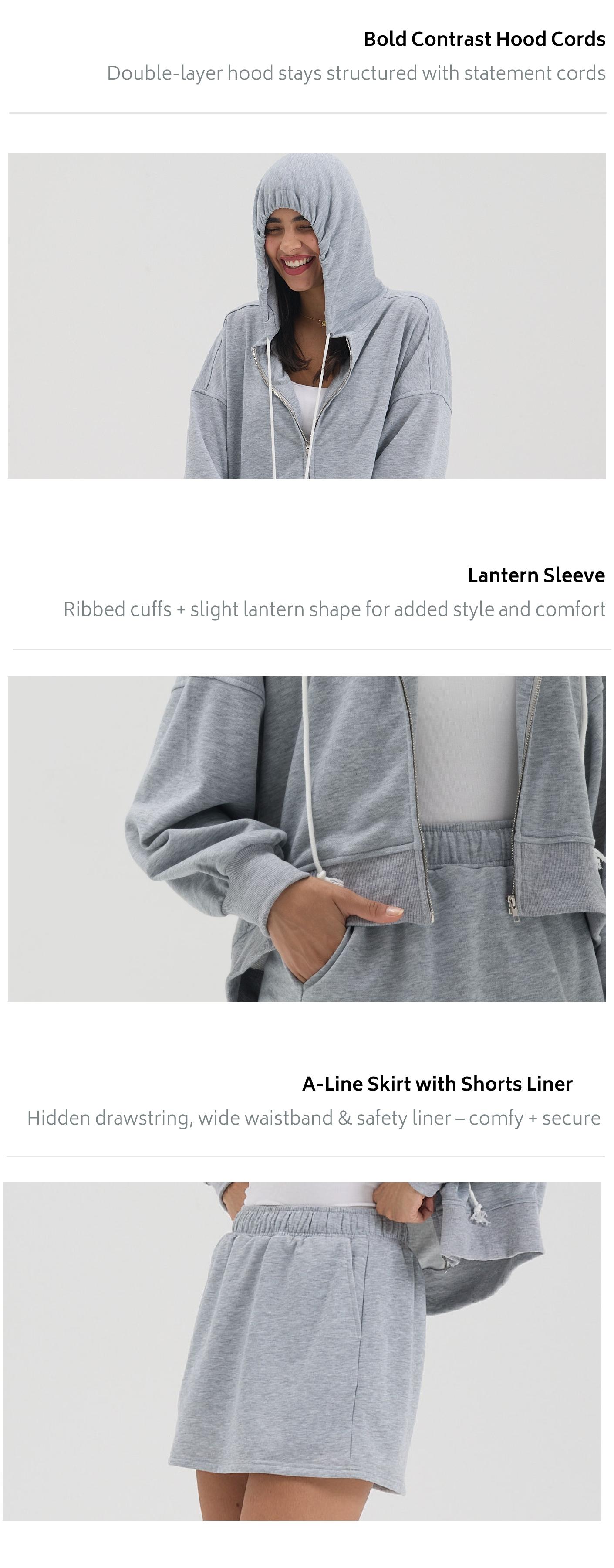 【Two Options, Not a Set】Florboom Women’s Oversized Hooded Zip Front Sweatshirt & Skirt Two Piece Set, Casual Long Sleeve Hoodie Top with Zipper, Elastic Waist Pocket Skirt, Relaxed Athleisure Outfit for Streetwear, Travel & Lounge,Valentine's Day