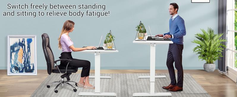 Farexon 48/55/63 Inches Electric Lifting Desk Adjustable Height from 27"-45" Sit Stand Up Desk for Home Office Computer Workstation with 2 USB Ports 3 AC Power Outlets Memory Preset and Wheels