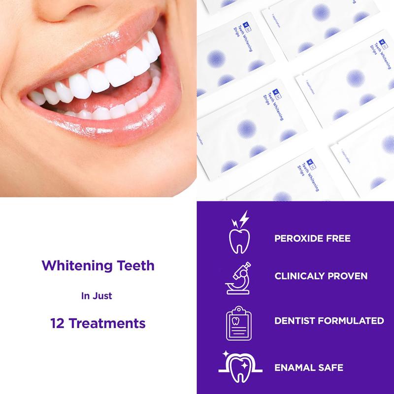 Whitening Teeth Nano StripWhitening Strips, 7-day treatment (7 Packets - 2 Strips per pack)- Enamel-Safe Strips for Sensitive Teeth - Non-Slip, Dry Strip Technology