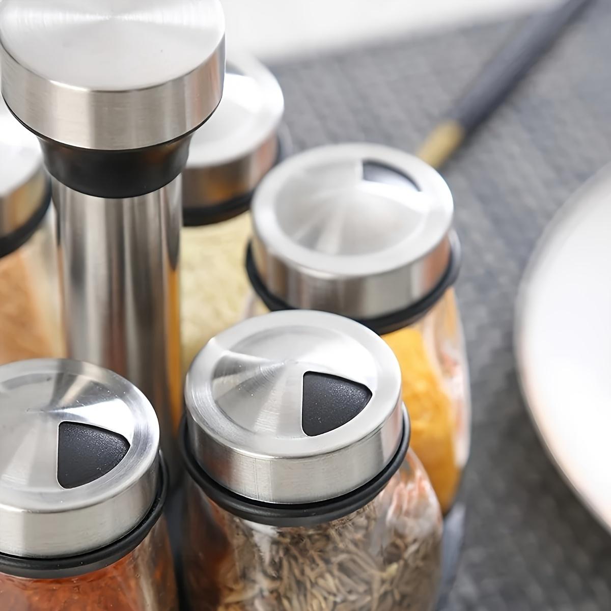 1 set of 6-piece household kitchen storage rotating combination seasoning jar set glass seasoning bottle sorting monosodium glutamate six in one seasoning jar Spice Containers