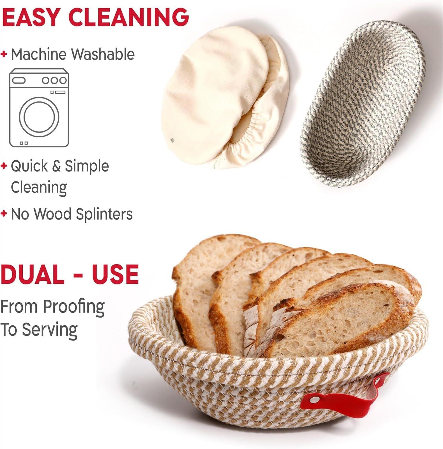 KneadAce Sourdough Starter Kit – 34oz Starter Jar with 2 Oval Banneton Proofing Baskets, Magnetic Bread Lame & Complete Bread Baking Tools – Perfect Gift for Home Bakers