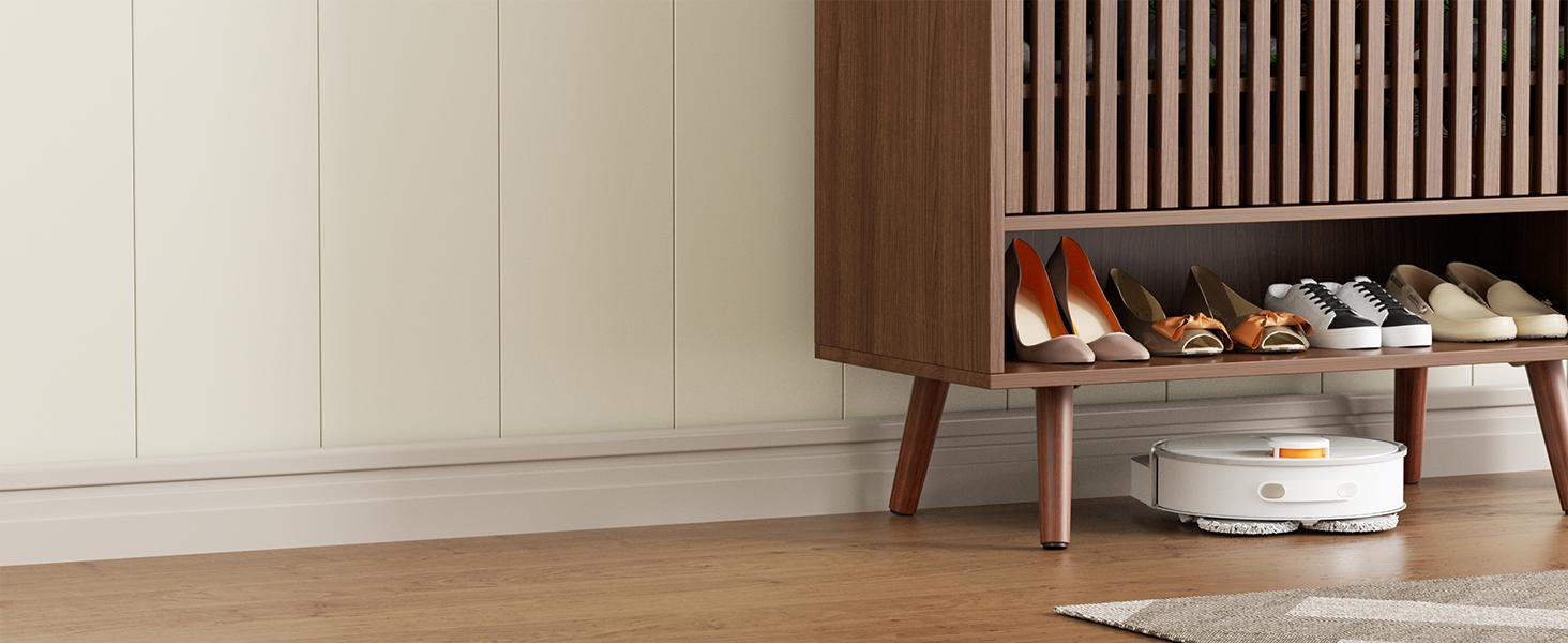 Vabches 6-Tier Shoe Cabinet with Grille Doors, Large Wooden Shoe Storage Cabinet with Adjustable Shelves, Mid-Centery Freestanding Shoe Organizer Cabinet for Entryway, Hallway