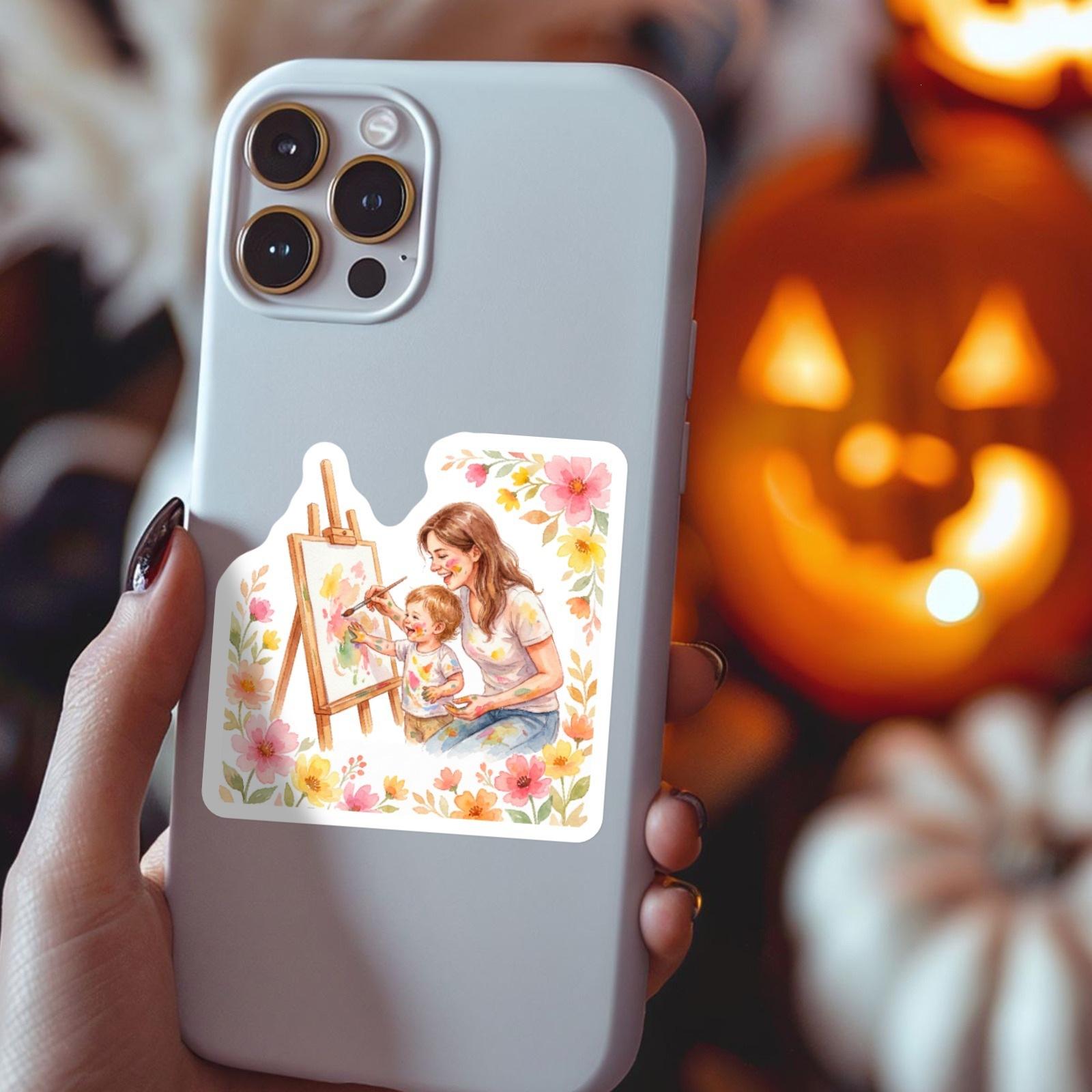 New watercolor Mother's Day floral stickers with motherly love theme, 50 sheets Ins-style gift packaging decoration stickers