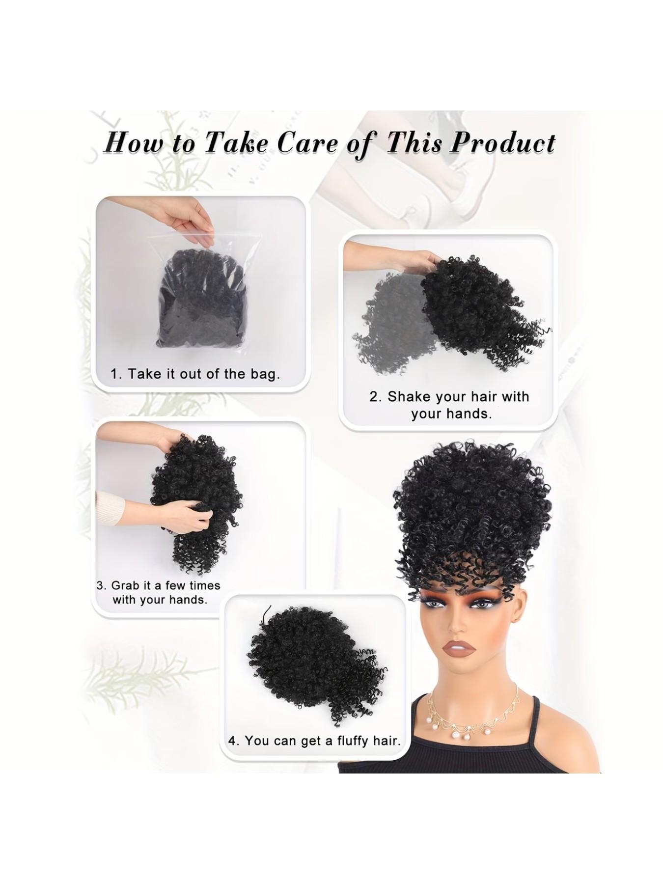 Explosive Bob Wig Hair Extension Block, Curly Synthetic Fiber, Daily Wear Accessory, All-Season Use, Ideal for Women