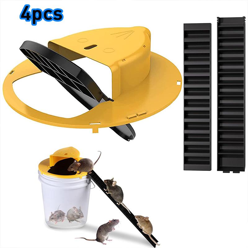 Flip 'N Slide Bucket Mouse Trap - Multi-Catch, Auto-Reset, Humane/Lethal Rat Trap - ABS Plastic Material, Reusable Mouse Traps for Indoor Home & Outdoor Use