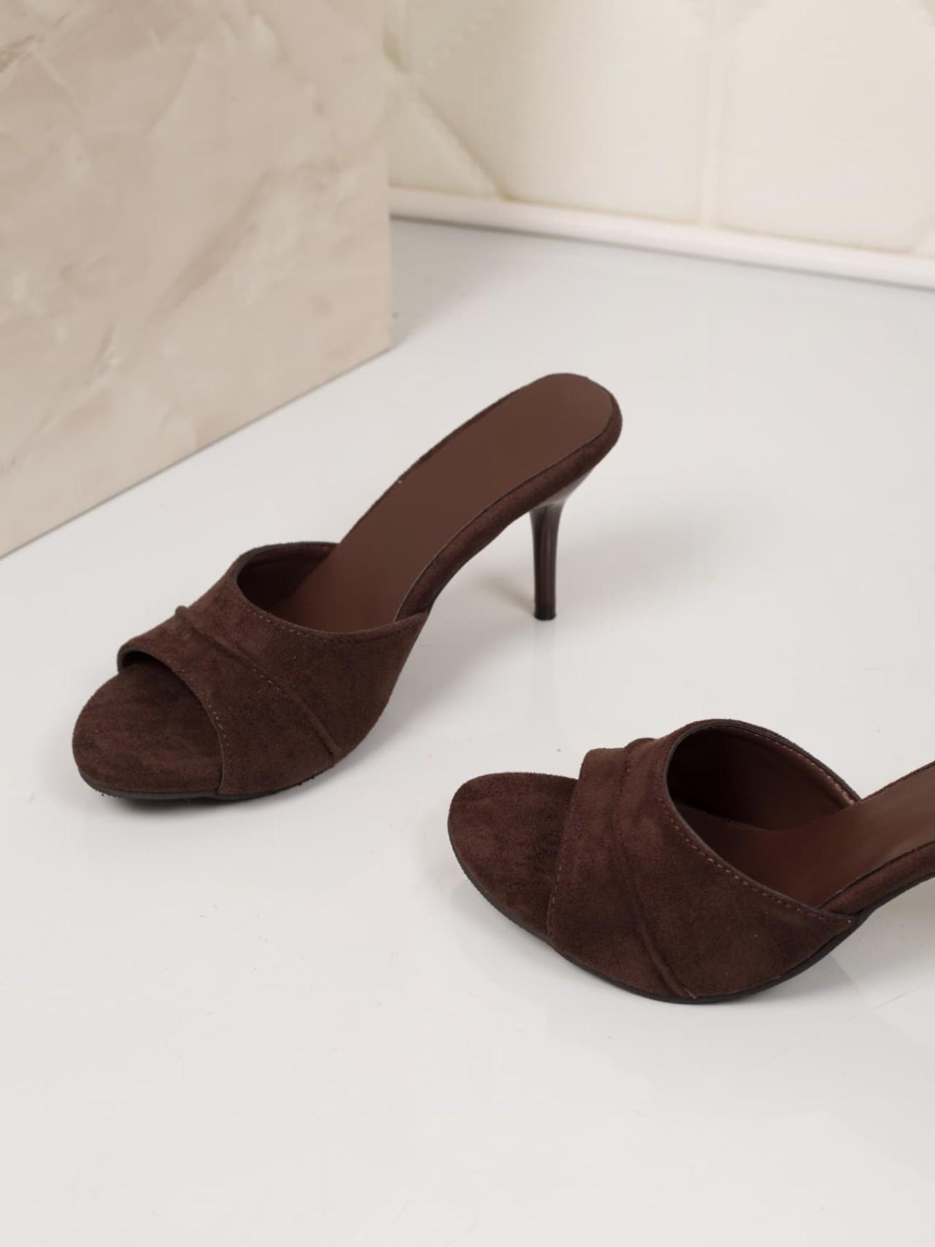 Women's Vintage-Inspired Crisscross Band Stiletto Heel Mules, Elegant Open Toe Slip-On Single Strap Heeled Sandals, Retro Evening Footwear with Timeless Details, Perfect for Adding Warmth and Sophistication to Any Outfit