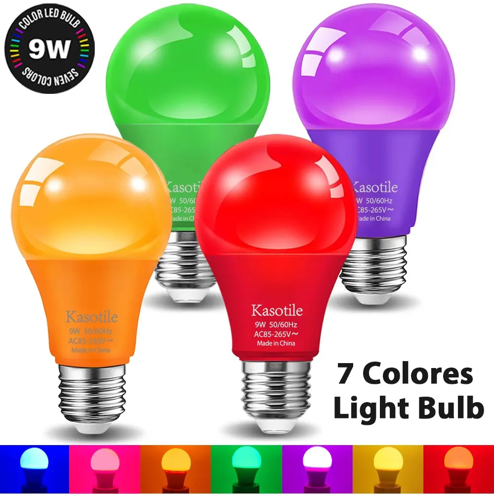 Kasotile 9w Multicolor LED Bulb, E26/e27 Standard Base, High Brightness, Ideal for Festivals, Parties, Bars, Wall Decor