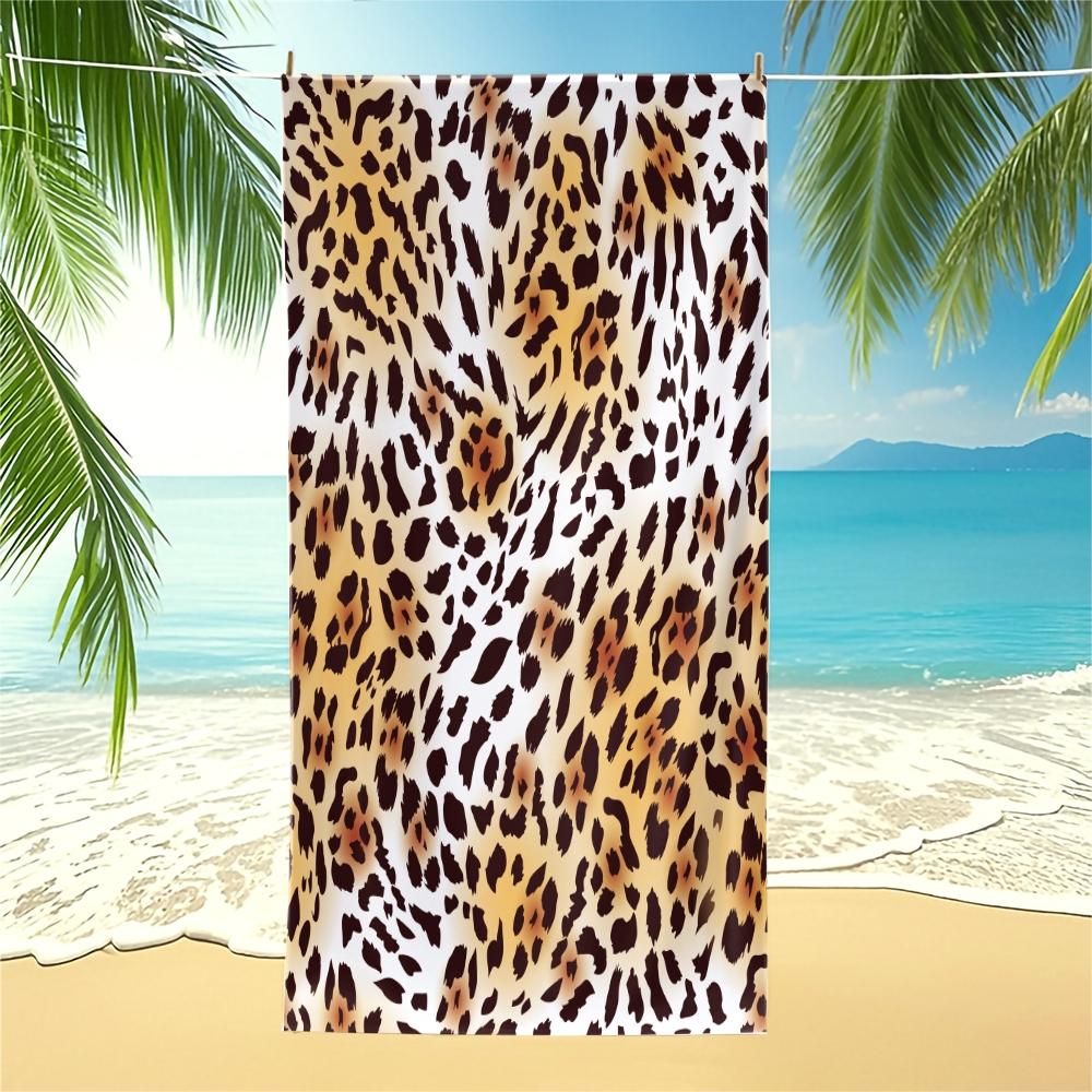 Leopard Print Beach Towel, European American Y2K Style, Quick Dry Absorbent Soft Skin-friendly, Ideal for Trendsetters Beach Pool Vacation