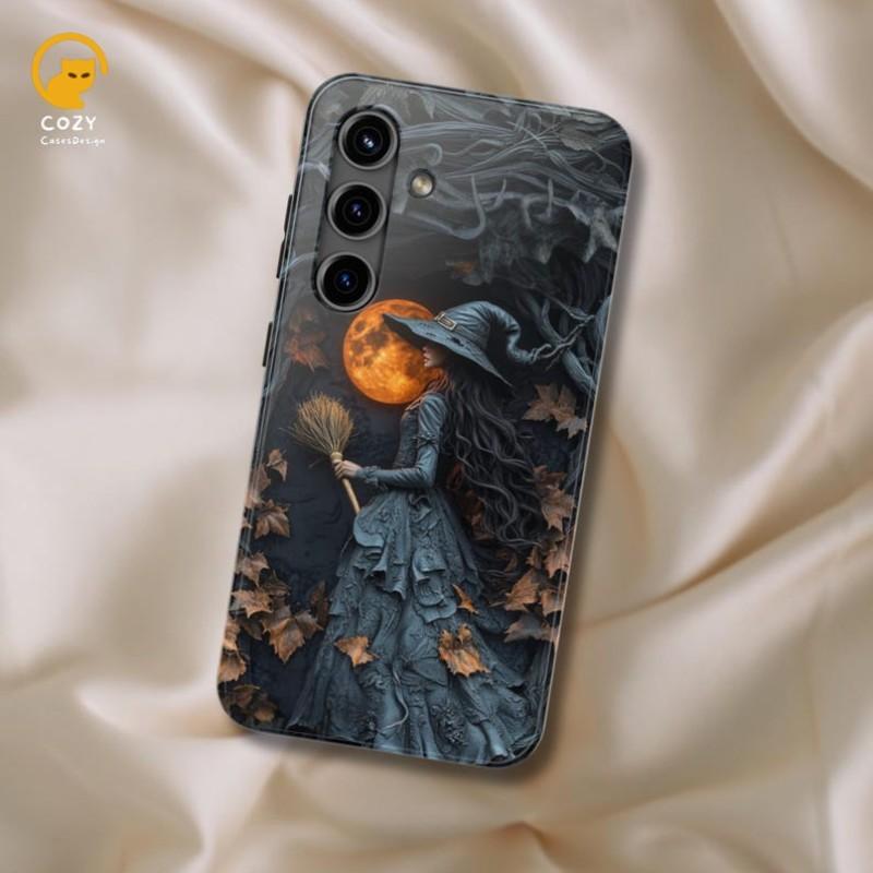 Halloween Witch Phone Case, Spooky Autumn Moon Design, Dark Fantasy Magsafe, Compatible with iPhone 17 16 15 14 13 12 11 Pro Max