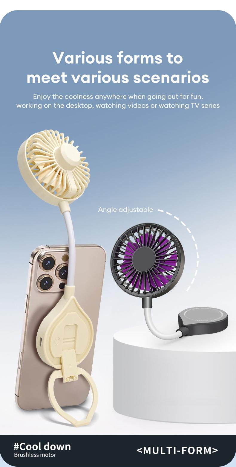 MGALL UF07 Magnetic Bracket Mini Fan – Lightweight & Portable, 360° Full-Area Air Supply, 3-Speed Instant Cooling, Adjustable Hose for Precise Airflow, Silent Operation, Handheld Air Conditioner for a Cool Summer